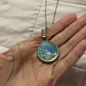 Cinderella Silver and Blue Pendant Necklace